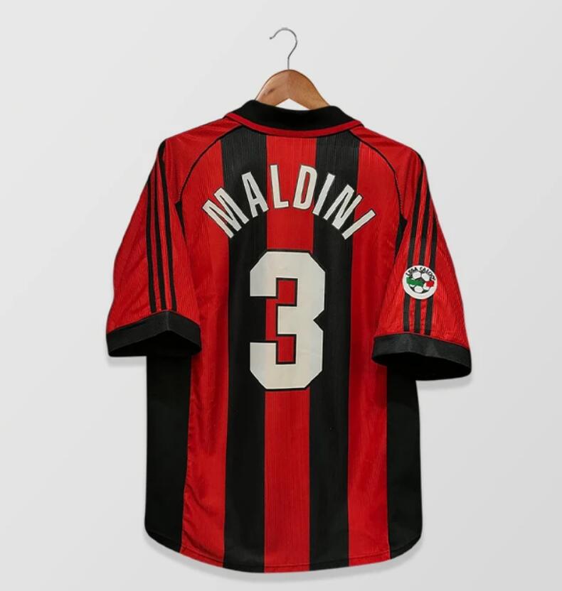 1998-99 AC Milan Retro Home Kit Soccer Jersey Maldini #3